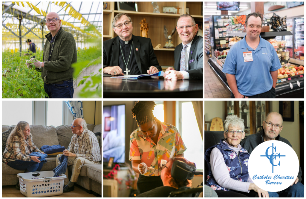 Collage of images of Catholic Charities Bureau