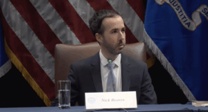 Nick Reaves speaking at the Religious Liberty Commission hearing